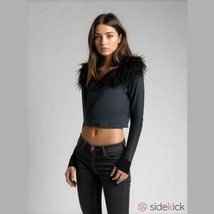 NWT Cider size small feather cropped top